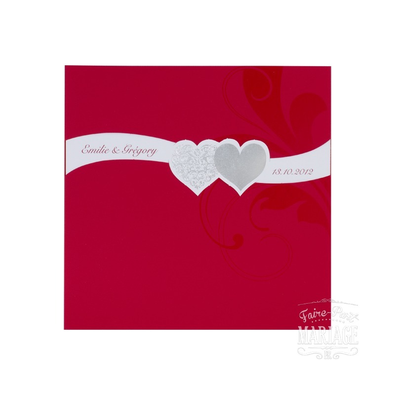 rouge vif et cœurs argent
