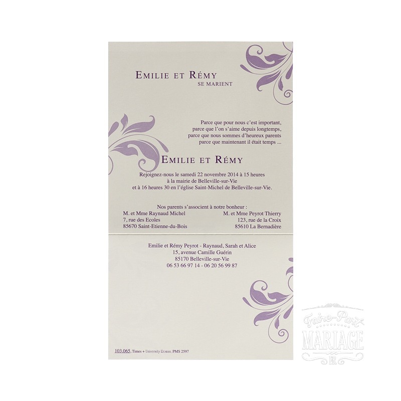 Faire-part & carte invitation parme 