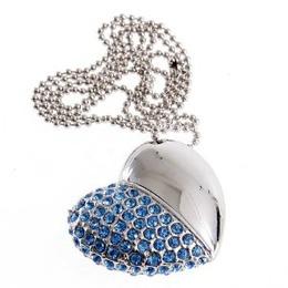 clé USB coeur strass bleu