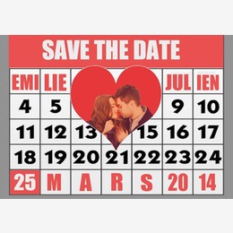 Save The Date calendrier coeur